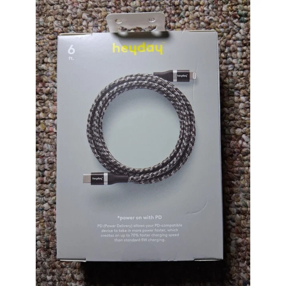 Heyday USB-C to USB-C Fast Charging Cable 6 ft for Android & iPad
